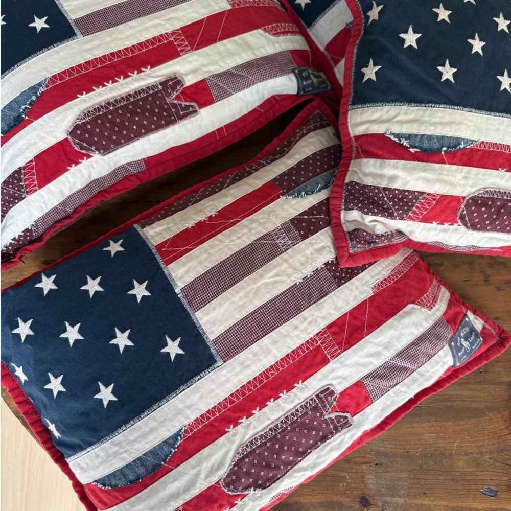 Ralph Lauren Red, White, and Blue Flag Pillows